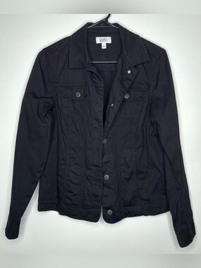 croft & barrow Black Women's Button-Front Jean Jacket Small